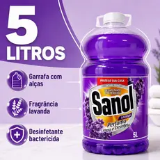 Desinfetante Sanol Lavanda 5L Bactericida Para Piso Banheiro E Casa Cheirosa 1Un
