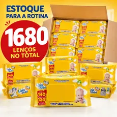 Kit 1680 Lenços Umedecidos Bebê Upa Caixa 12 Pacotes 140 Un Cada Toalha Suave Extra