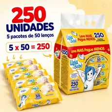 Lenço Umedecido Bebê To Umed Upa Kit 5x50 Unidades Total 250 Uso Diário