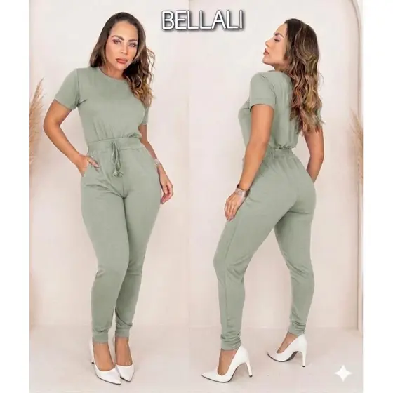 Conjunto  Feminino Blusa Manga Básica e Calça Jogger  Feminina Confortável Fardamento -  Roupa Malha Suede Light