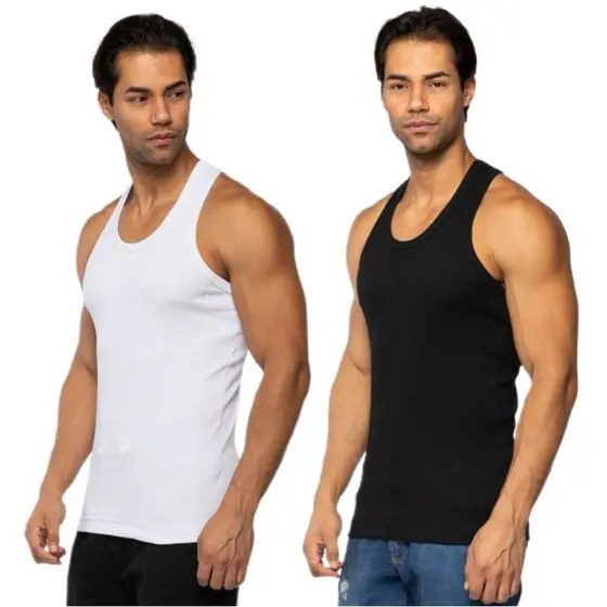 Kit 2 Camisetas Regatas Masculina Americana Canelada  Algodão Elastano