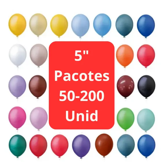 Balão Bexiga 5 Polegadas - Escolha Sua Cor e Quantidade - Preço de Atacado
