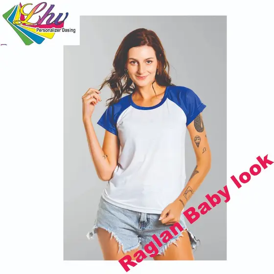 Camiseta Raglan Baby Look  e camiseta personalizada 100% poliéster