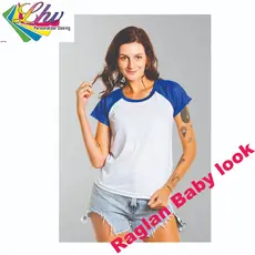 Camiseta Raglan Baby Look  e camiseta personalizada 100% poliéster