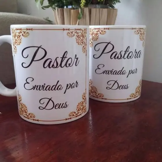Caneca porcelana 325ml ( PASTORA ou  PASTOR)  personalizado com nome