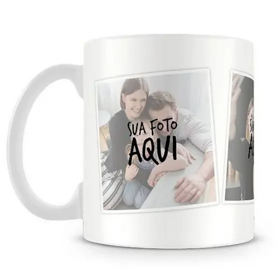 Caneca porcelana 325ml personalizadas com 3 fotos(MANDE A SUA IDEIA)- em alta qualidade