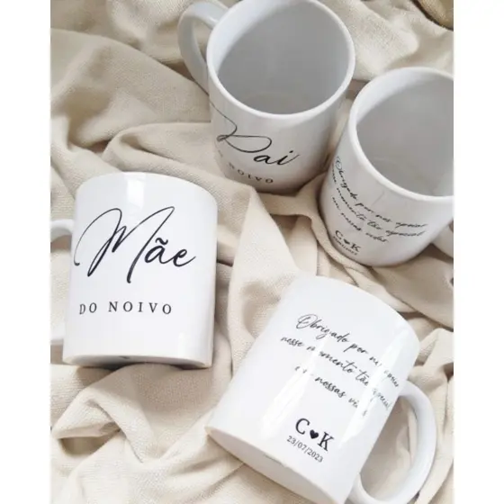caneca personalizadas 325ml lembrança de casamento pai mãe avó avô do noivo e noiva com nome