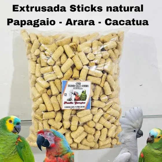 Extrusada Sticks natural Papagaio - Arara - Cacatua (1kg)