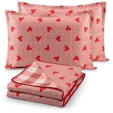 Kit Cobre Leito Colcha Casal Padrão Dupla Face 03 Peças Bouti Macio Várias Estampas