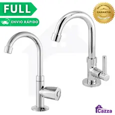 Torneira Metal Inox Lavatório Lavabo Banheiro Bica Móvel 1/4 De Volta Cromado