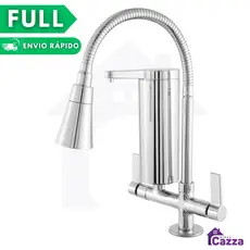 Torneira Cozinha Bancada Com Filtro Slim Flexível Gourmet Cromada Dupla Função Metal Inox Abs