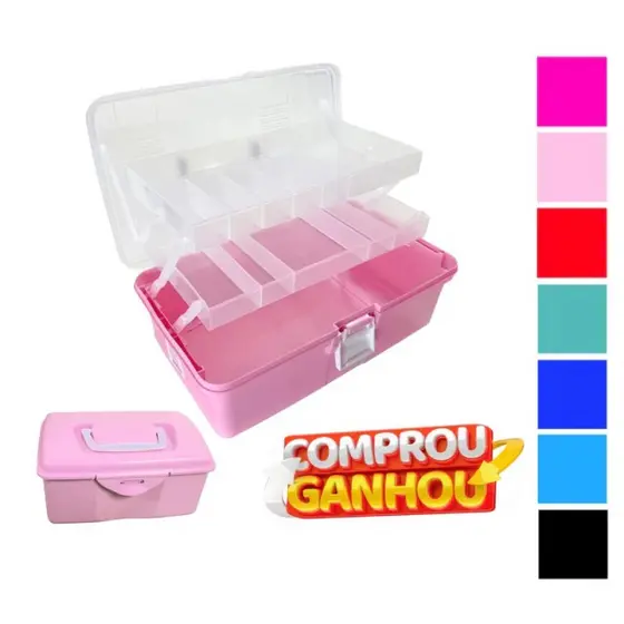 Maleta Organizadora Plástica Multiuso Com Divisórias + Mini Baby Box - Mega Box Plasnorthon