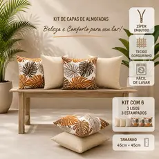 Kit com 6 capas p\ Almofadas Decorativas com Zíper