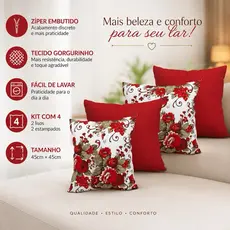 KIT COM 4 CAPAS PARA ALMOFADAS DECORATIVAS 45X45CM