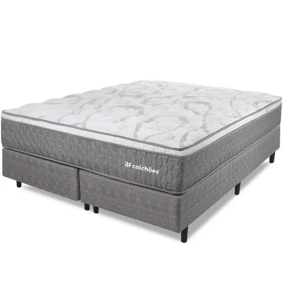 Cama Box Queen Colchão Smart Spring Mola Ensacada e Pillow Top de Espuma 158x198x61cm BF Colchões