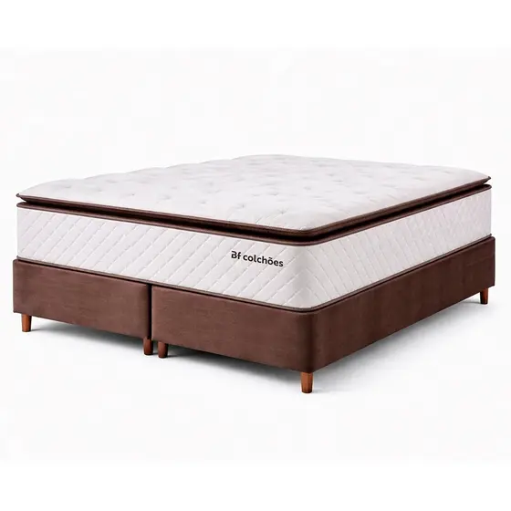 Cama Box King Colchão Molas Ensacadas com Pillow Top Extra Conforto 193x203x67cm Premium Sleep BF Colchões