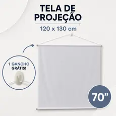 Tela Projetor 70 Polegadas 120x130cm C/ Corda Gancho Grátis