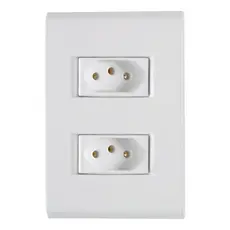 Conjunto 4 x 2 Tramontina com 2 Tomadas Liz 2 Pinos + Terra 10A 250V Branco - 57170/265