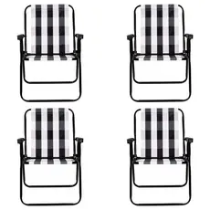 Conjunto Com 4 Cadeiras De Praia Alta De Aço Mor Retrô Preto