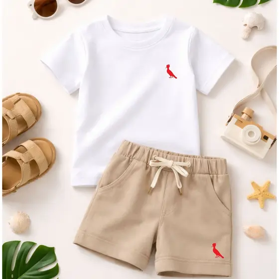 Conjunto Infantil para meninos -Estiloso - Camiseta manga curta e Bermuda de moletom básico casual