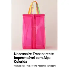 Necessaire Transparente Impermeável com Alça Colorida – Multiuso para Praia, Piscina, Academia ou Viagem