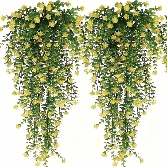 2m Flor Artificial De Camélia Vítreo Eucalipto Para Varanda Pendurada, Decoração De Quarto Romântico E Arco De Festa