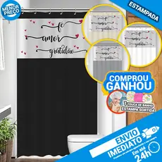 Cortina de Box Fé, Amor e Gratidão Anti Mofo Resistente  Alta Qualidade 100% PVC Várias Cores