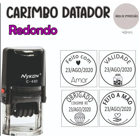 Carimbo datador redondo PERSONALIZADO