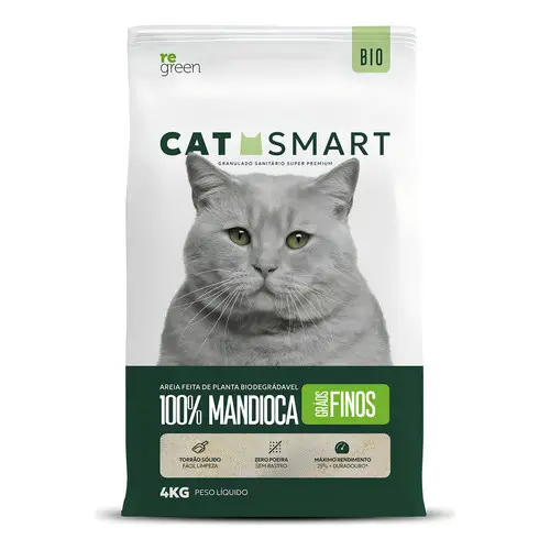 Areia Biodegradável Gato Cat Smart Bio Grãos Finos 4kg