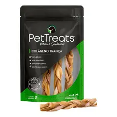 Mordedor Natural Colágeno Trança 3un P/ Cachorro Pettreats