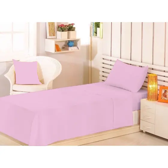 Jogo De Cama Solteiro 3 Peças Lençol Com Elástico 0,88 X 1,88 X 0,30 De Altura + Lençol De Cima + Fronha 150 Fios
