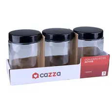 Conjunto Potes Vidro com 3 Unidades 1200ml Cazza Preto
