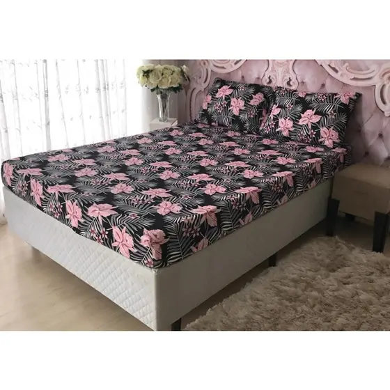 Capa Luva Casal Padrão 3 Peças Malha Gel Estampado