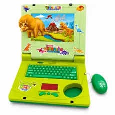 Brinquedo Notebook Dinossauro De Brinquedo Laptop Infantil Musical com Luz  e Figurinha para Personalizari