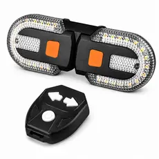 Lanterna Traseira Bike Eletrica com Seta Recarregável e  Controle Sem fio USB 38 Leds