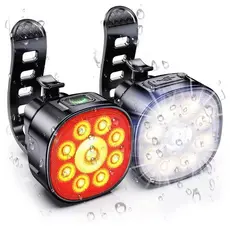 Kit Farol + Lanterna Traseira Bicicleta Usb Recarregavel Usb 8 Leds Prova D‘água LED Super Brilhante，IPX5