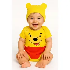 Body Bebê Ursinho Phoo Puff + Touca - Bori Mesversario Temático TIGRÃO
