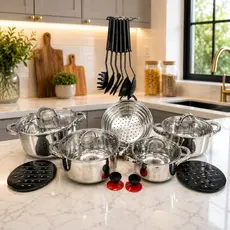 Jogo De Panelas Aço Inox 19 Peças Genebra