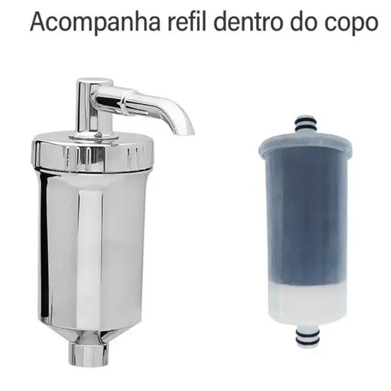 Filtro Copo Abs Cromado Com Refil Universal Para torneira