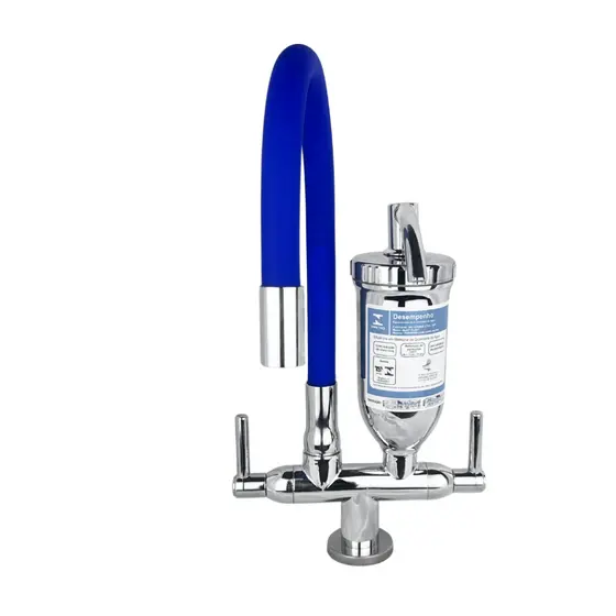 Torneira Pia De Cozinha Gourmet Com Filtro Flexível Bancada Azul