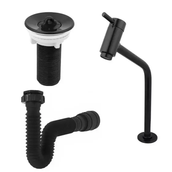 Kit Torneira P/Lavatorio Link Abs/ Sifao/ Valvula 7/8 Preto