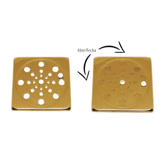 Ralo Grelha Dourado 15 X 15 Para Banheiro