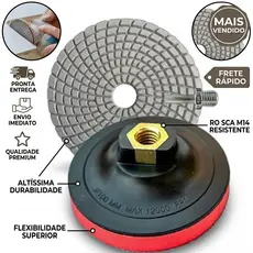 Lixa Diamantada Com Suporte 100mm para Porcelanato Granito Mármore Concreto Vidro Cerâmica Pisos