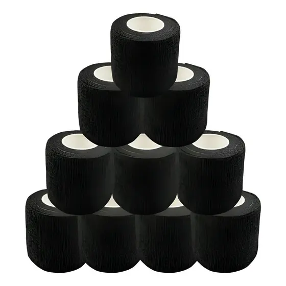 Bandagem Para Biqueira Tatuagem Kit 10 Rolos Tattoo 5 Metros Adesiva Cor Lisa Preto Azul Rosa Verde
