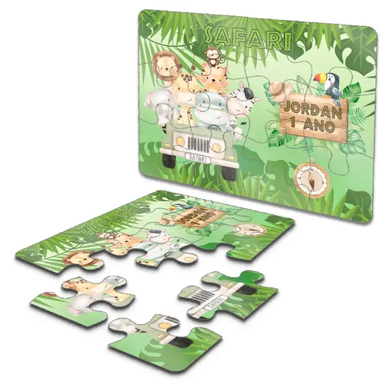 10 Unidades Quebra Cabeça Personalizado Lembrança Festa Infantil Tema Safari Ou Outros