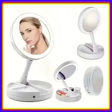 Espelho com Led De Mesa Com Aumento 10x Led luz Dobravel Para Maquiagem Pronta Entrega