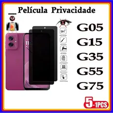 Película de Privacidade 3D Vidro Temperado Anti Spy pra MOTO G05 G15 G35 G55 G75