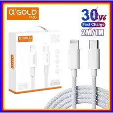 Cabo Tipo C Lightning Turbo 30W cabo PD Para iPhone A’Gold Original 1 e 2 Metros carregamento rápido