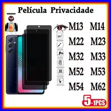 Película de Privacidade 3D Vidro Temperado Anti Spy Samsung M13 M14 M22 M23 M32 M33 M34 M52 M53 M54 M62