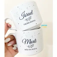 Xícara Personalizada para Padrinhos de Casamento | Caneca Madrinha com Nome | Presente Padrinhos e Dindos 180ml